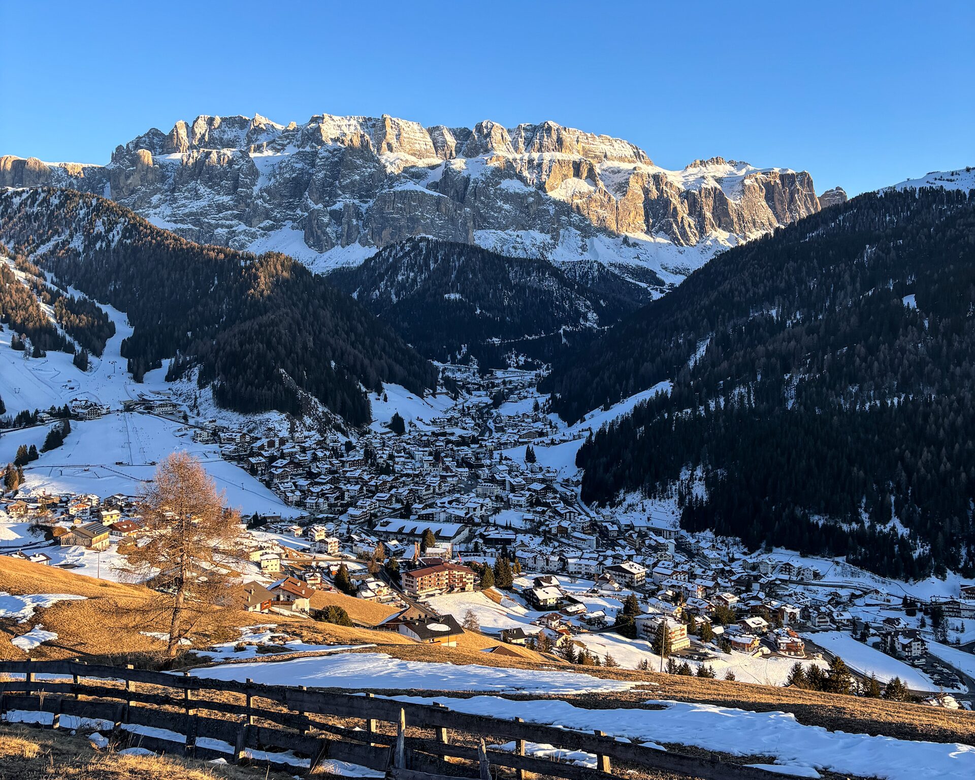 Selva di Val Gardena at 1,563 m — gateway to the Sellaronda with 175 km of ski slopes